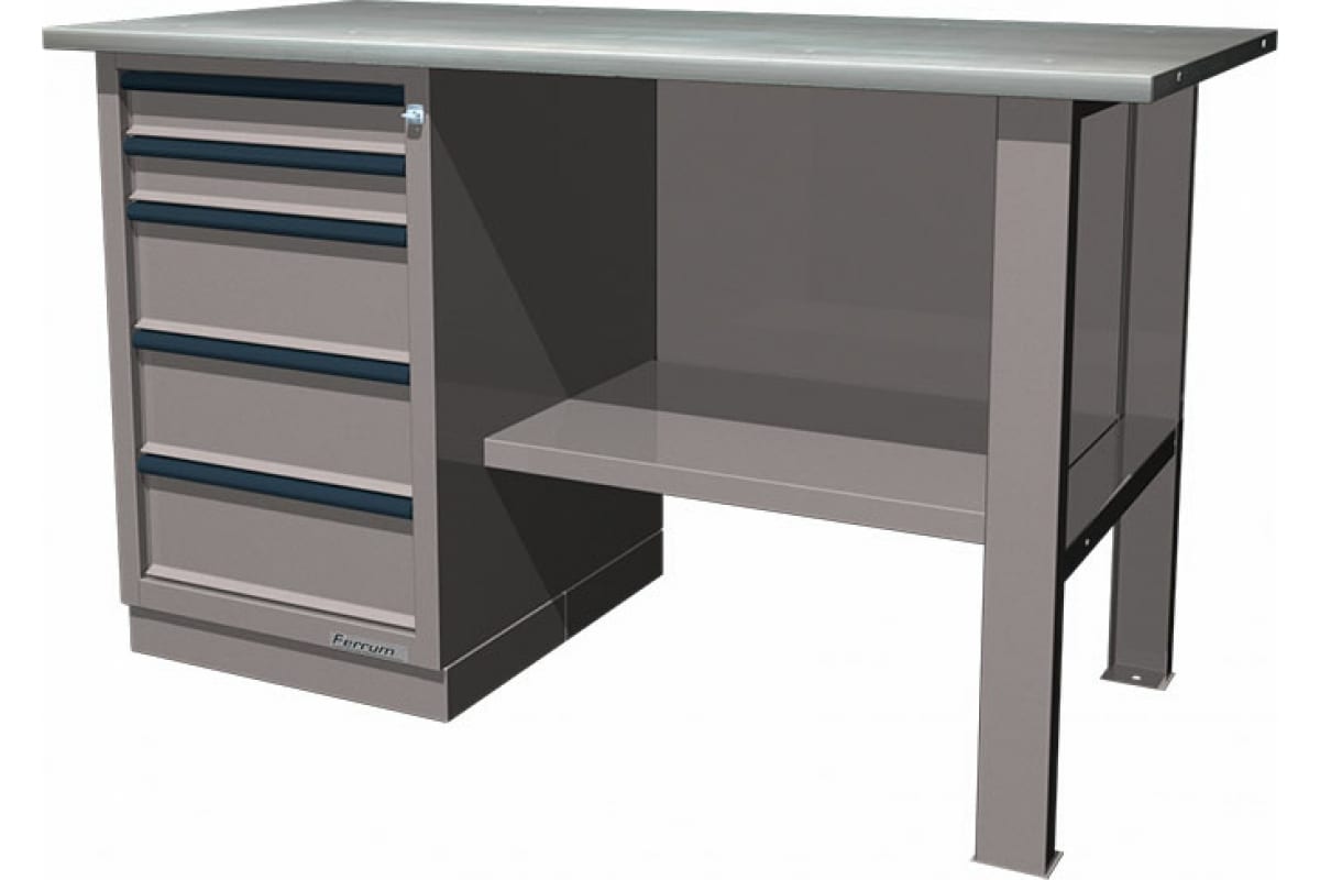 

FERRUM 01.105L-9007 FERRUM Верстак слесарный, однотумбовый, оцинкованная столешница, серый