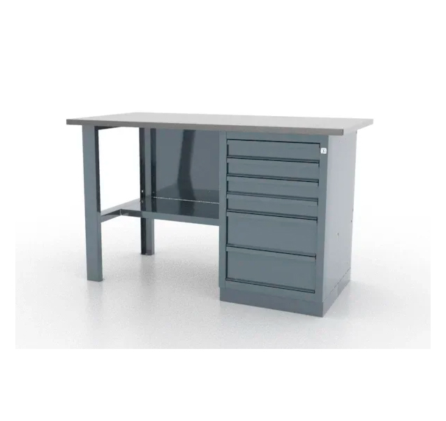 

FERRUM 01.106L-9007 FERRUM Верстак слесарный, однотумбовый, оцинкованная столешница, серый