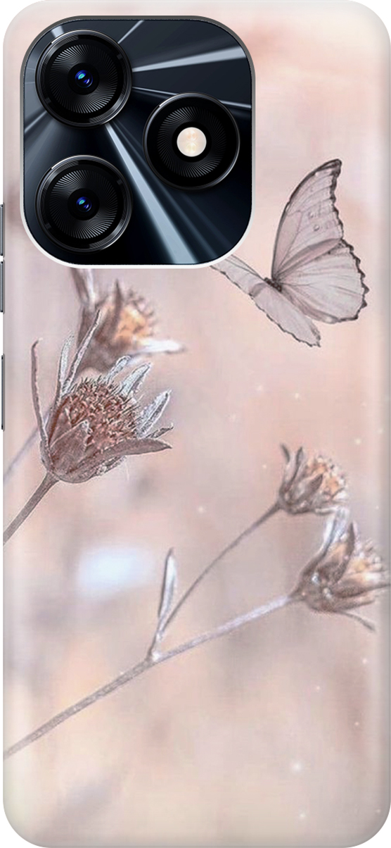 

Силиконовый чехол на Tecno Spark 10 с принтом "Бабочка", Белый;розовый, 159537