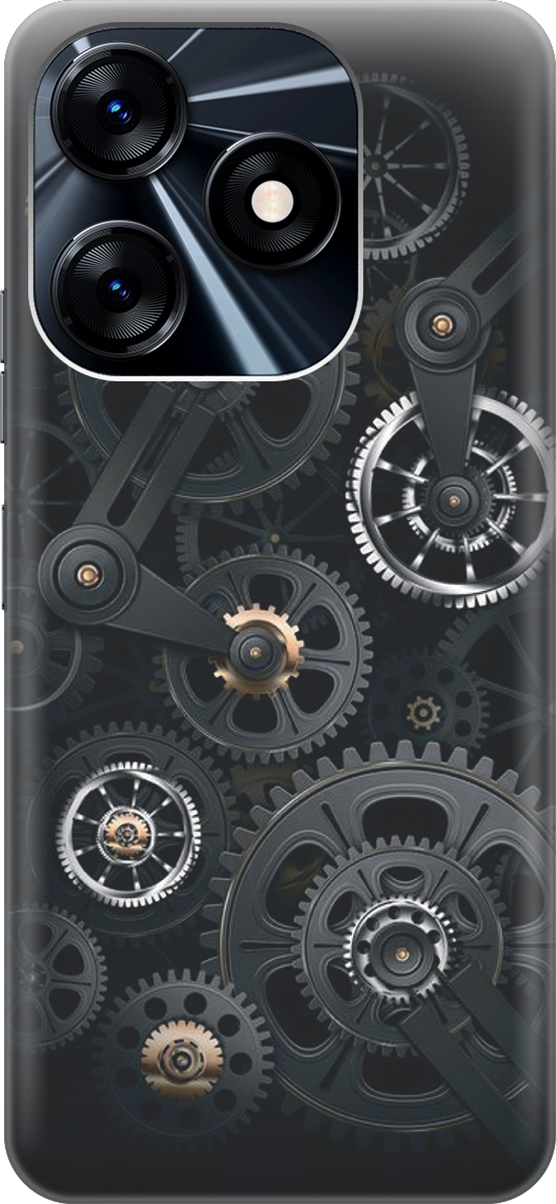 

Силиконовый чехол на Tecno Spark 10 с принтом "Механизм", Белый;серый, 159536