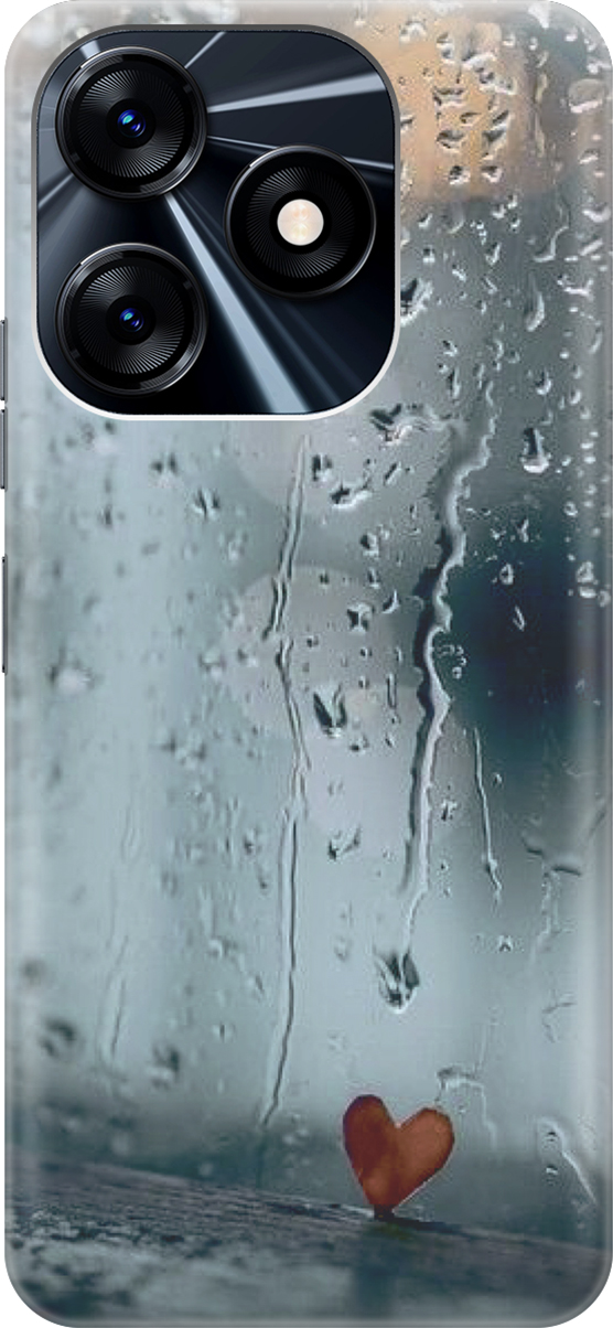 

Силиконовый чехол на Tecno Spark 10 с принтом "Сердечко на фоне дождя", Зеленый;красный, 159535