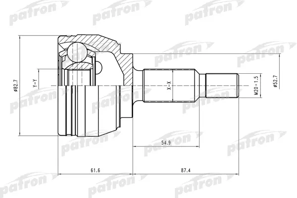 

ШРУС наружн к-кт 25x53x33 RENAULT: Scenic II/Megan II/Grand Scenic 02- PATRON PCV1519