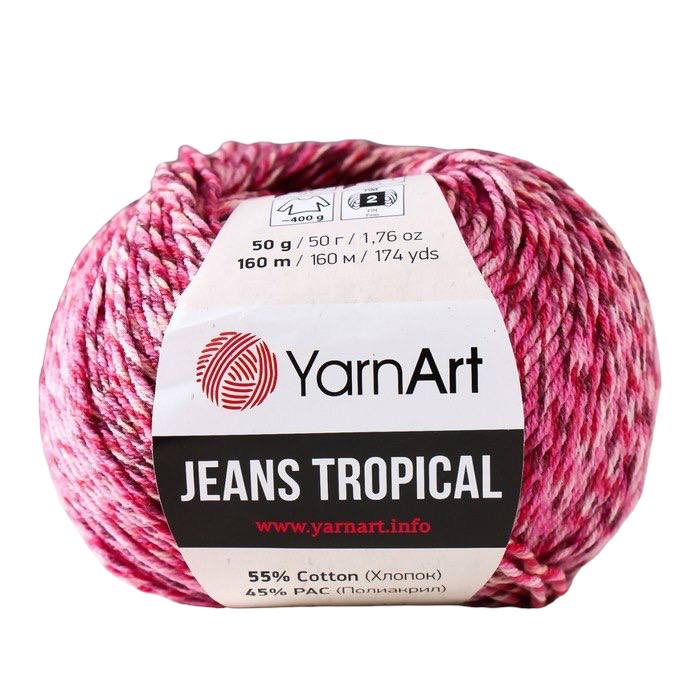 фото Пряжа yarnart jeans tropical 55% хлопок, 45% полиакрил 160 м, 50 г, 615 розовая брусника