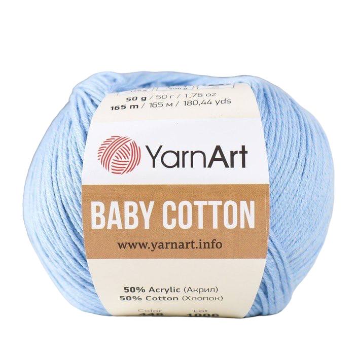 

Пряжа YarnArt Baby cotton 50% акрил, 50% хлопок 165 м, 1 шт, 50 г, 448 светло-голубой, "Baby cotton" 50% акрил, 50% хлопок 165 м, 1 шт, 50 г, 448 светло-голубой