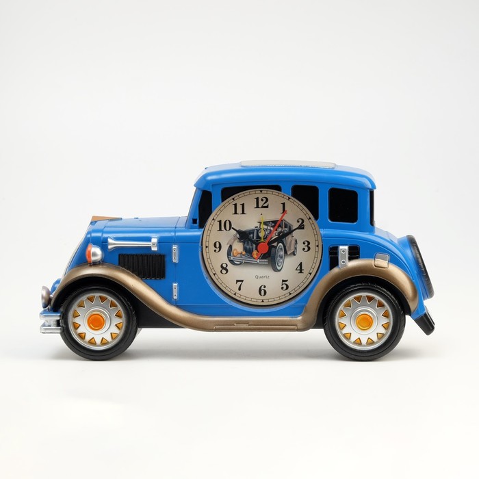 фото Будильник "автомобиль", дискретный ход, 12 х 24.5 см, d=7.5 см; синие nobrand