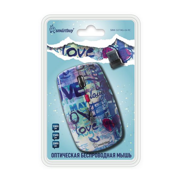 фото Беспроводная мышь smartbuy sbm-327ag-lv-fc love full-color print blue