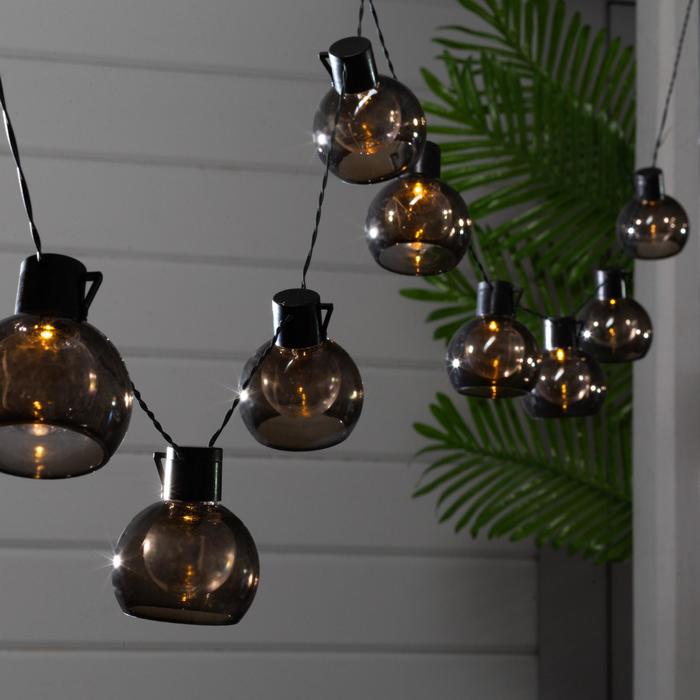 

Гирлянда ЭРА Нить 3.8 м с насадками Лампочки, IP44, темная нить, 10 LED, свечение бе