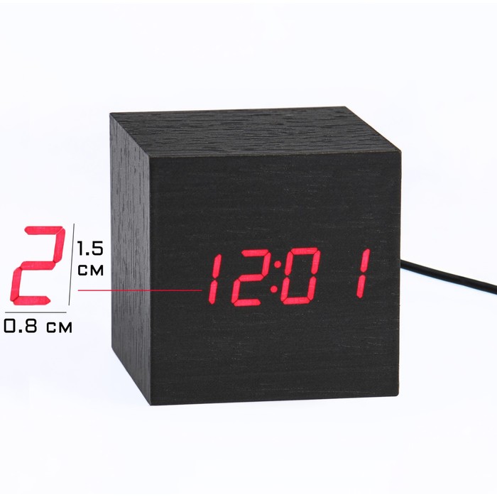 фото Настольные электронные часы "цифра", 6.5 х 6.5 см, красная индикация теропром