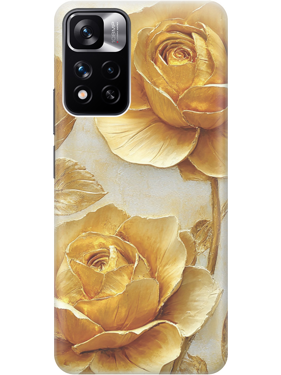 

Силиконовый чехол на Xiaomi Redmi Note 11 Pro+ 5G / Xiaomi 11i с принтом "Золотые розы", Прозрачный;золотистый;белый, 741736423