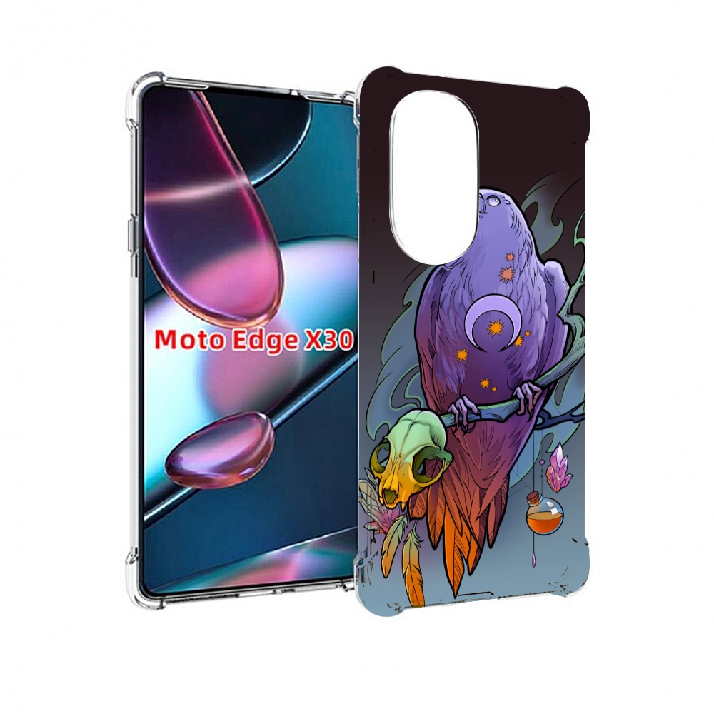 

Чехол MyPads фиолетовый ворон на ветке для Motorola Moto Edge X30, Прозрачный, Tocco
