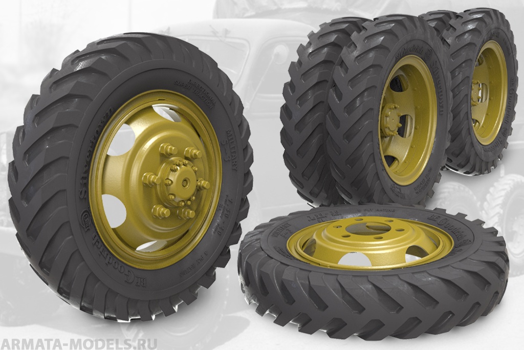 35058FURY Sagged wheel set for US 2,5t Truck directional, B.F.Goodrich