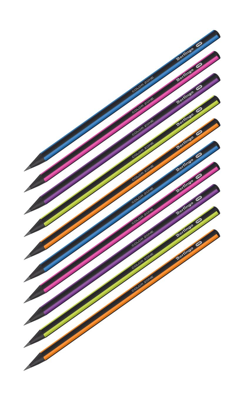 

10 шт Карандаш чернографитный Berlingo Color Zone, черное дерево, заточен, ассорти