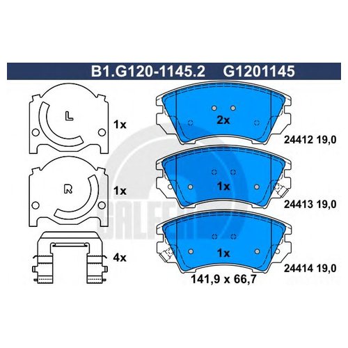 фото Комплект передних тормозных колодок galfer b1g12011452