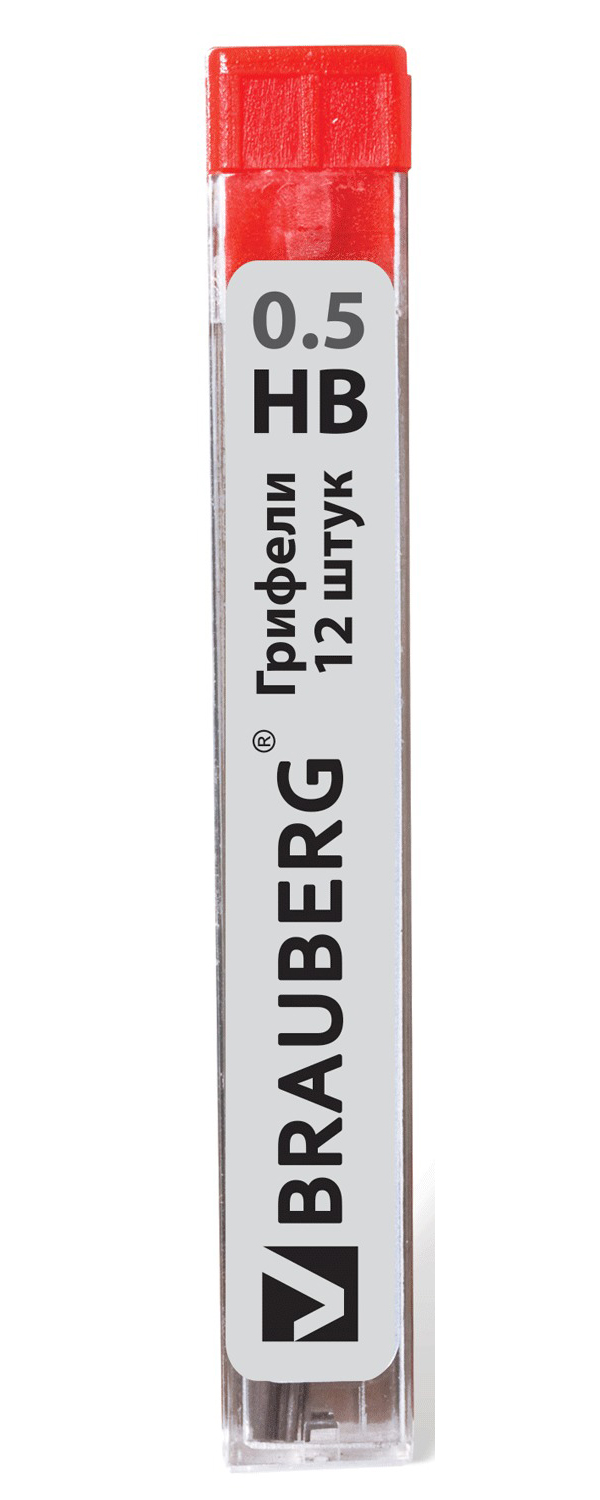 

Грифель запасной BRAUBERG "Hi-Polymer", HB, 0,5 мм, 12 шт, Серый, 180445