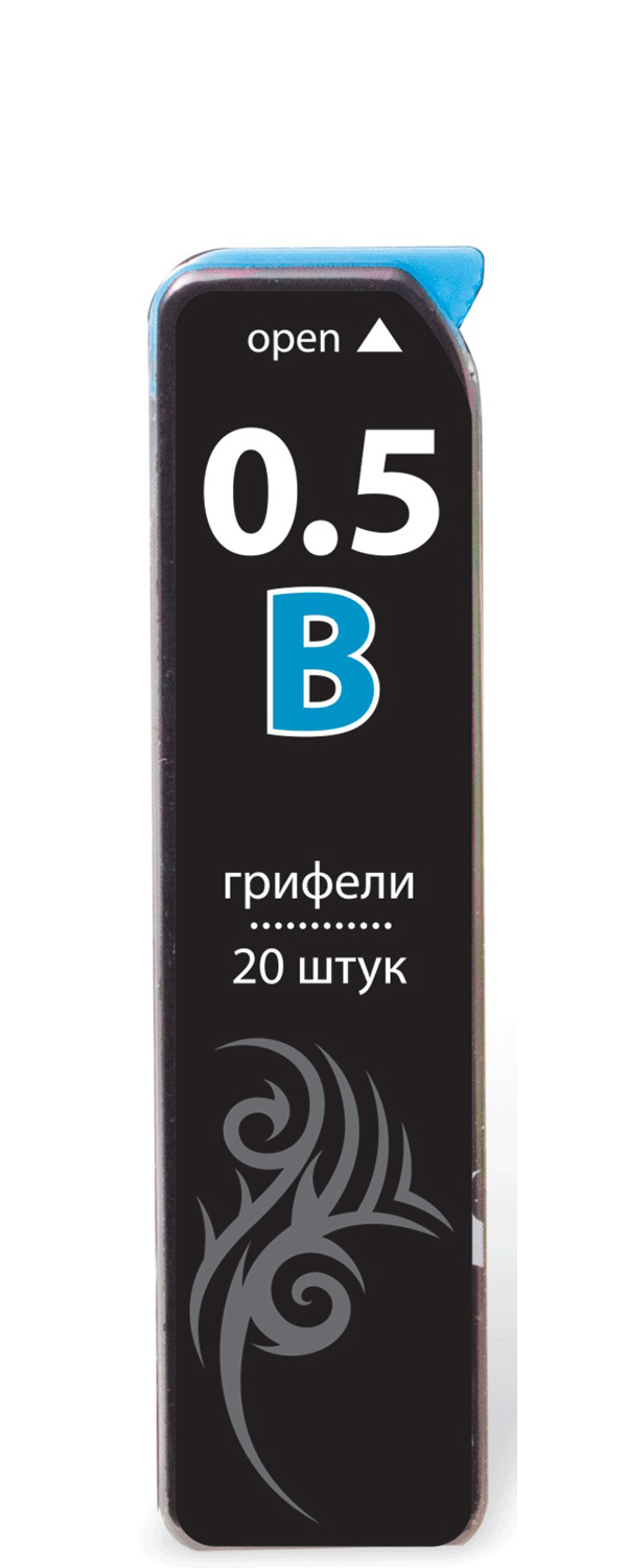 

Грифель запасной BRAUBERG "Black Jack", Hi-Polymer, В, 0,5 мм, 20 шт, Серый, 180449