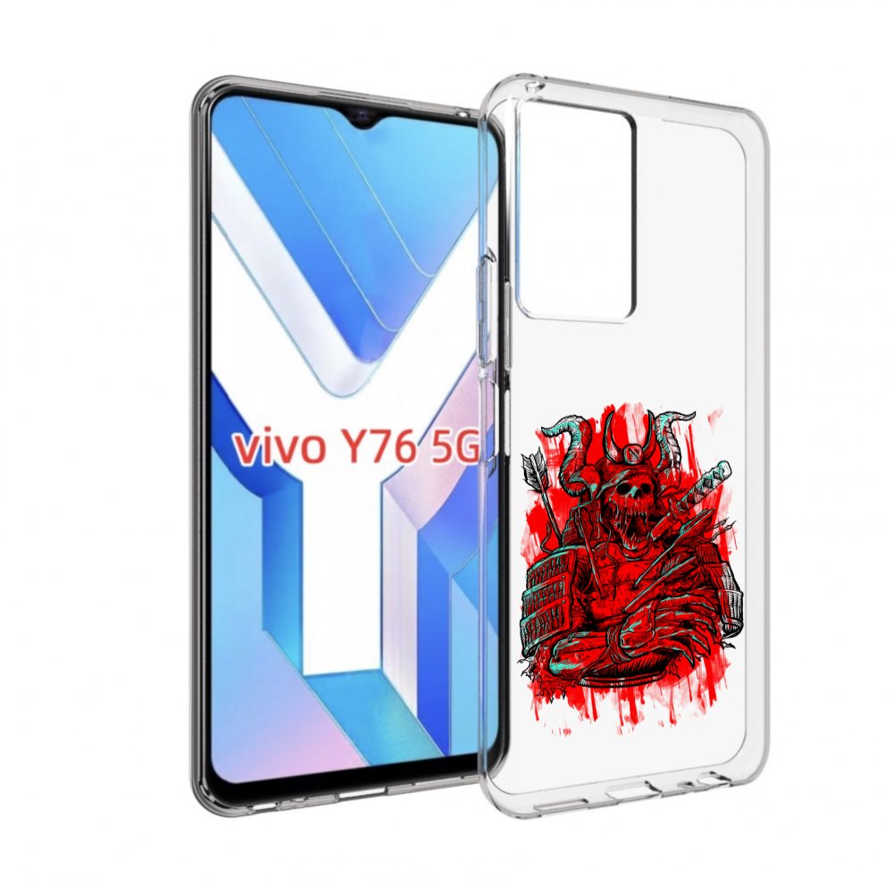 

Чехол MyPads красный скелет воин для Vivo Y76 5G, Прозрачный, Tocco