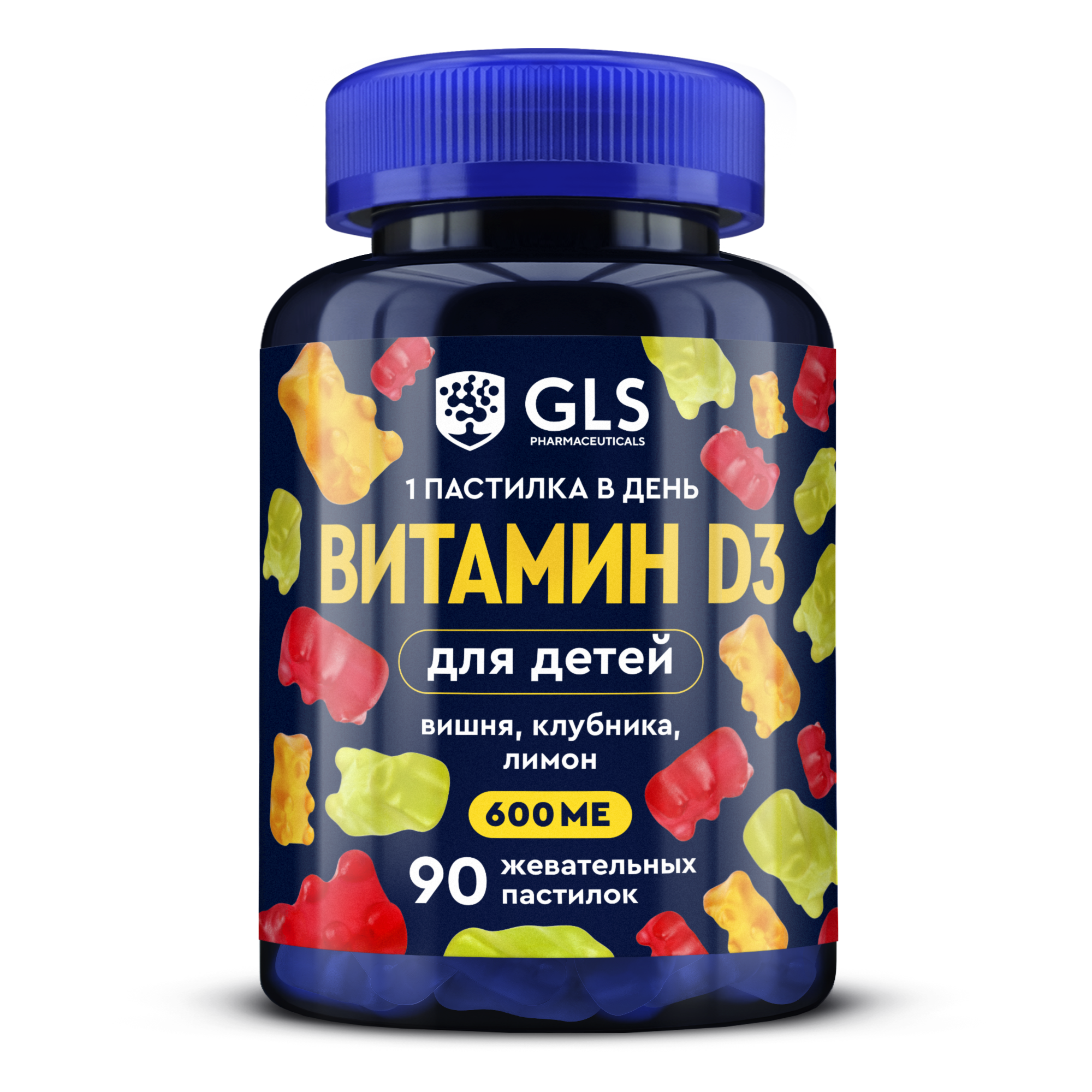 

Витамин D3 для детей GLS pharmaceuticals со вкусом вишни пастилки жевательные 90 шт., D3 жев_GLS