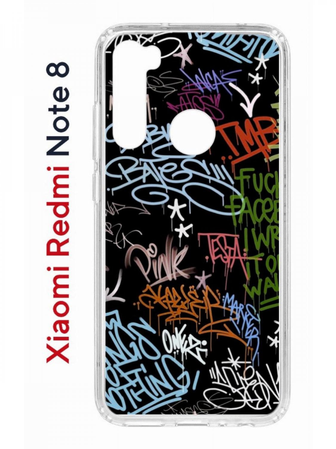 Чехол на Xiaomi Redmi Note 8 Kruche Print Граффити,противоударный бампер,с защитой камеры