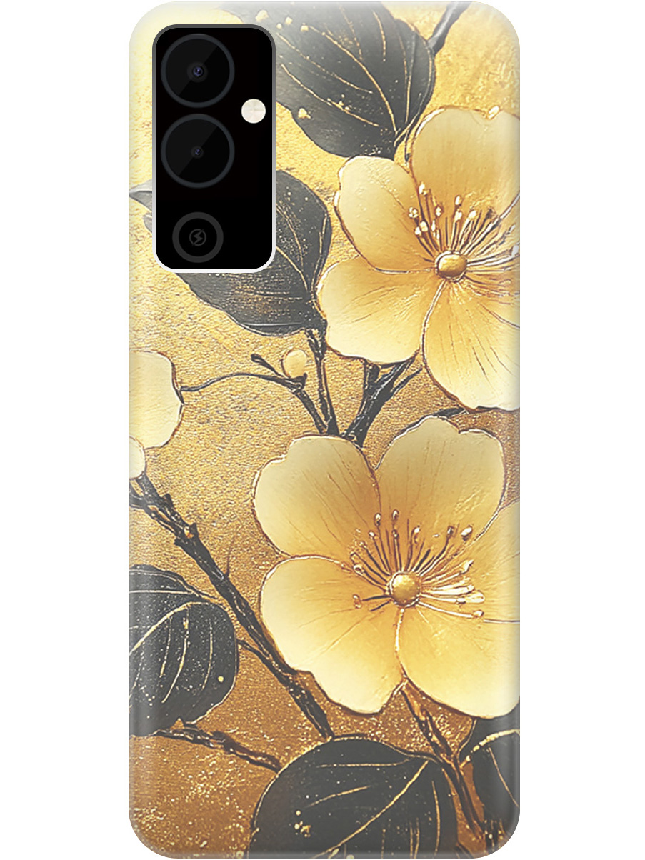 

Силиконовый чехол на Tecno Pova Neo 2 с принтом "Цветы и золото", Прозрачный;желтый;черный, 778682424