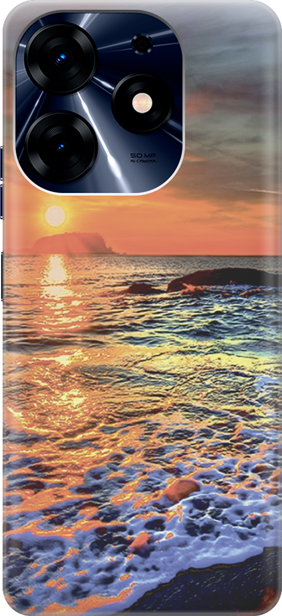 

Силиконовый чехол на Tecno Spark 10 Pro с принтом "Закат на море", Белый;оранжевый, 159559