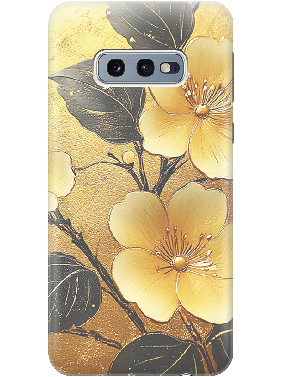 

Силиконовый чехол на Samsung Galaxy S10e с принтом "Цветы и золото", Прозрачный;желтый;черный, 720461224