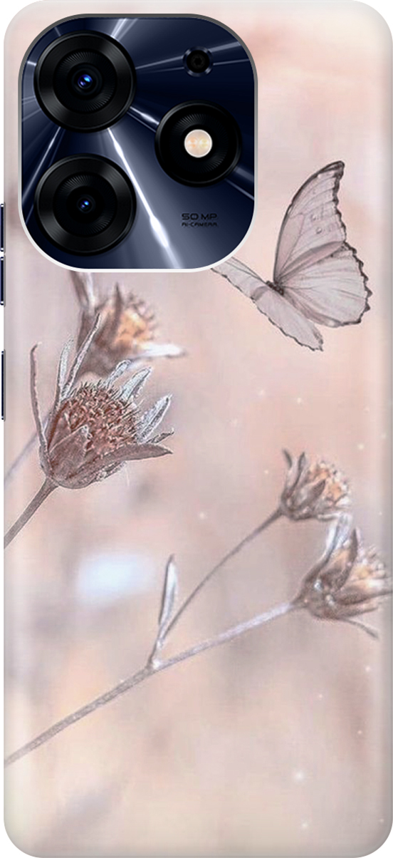 

Силиконовый чехол на Tecno Spark 10 Pro с принтом "Бабочка", Белый;розовый, 159559