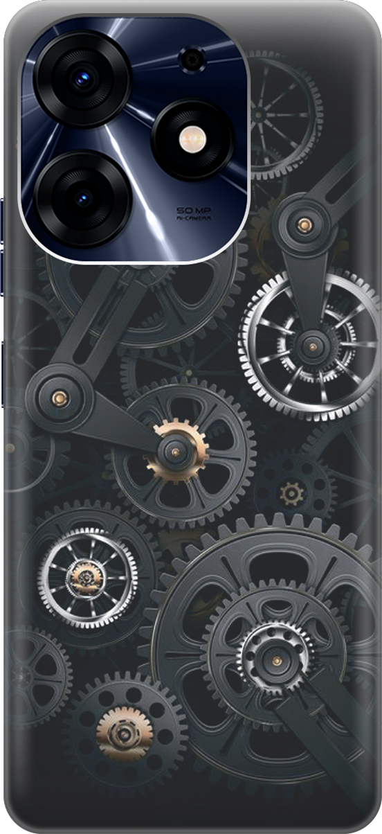 

Силиконовый чехол на Tecno Spark 10 Pro с принтом "Механизм", Белый;серый, 159558