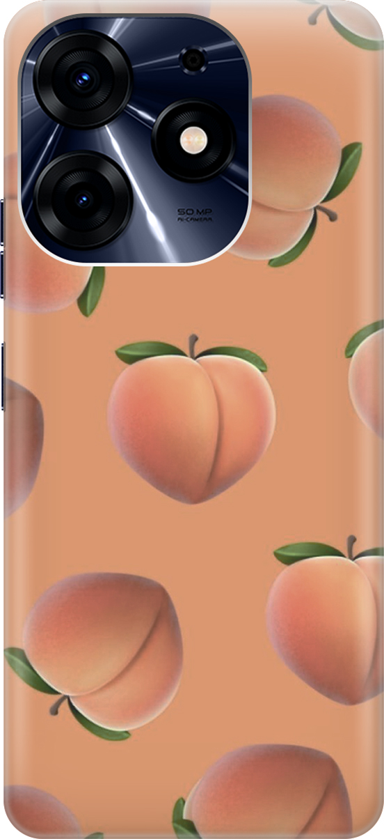 

Силиконовый чехол на Tecno Spark 10 Pro с принтом "Падающие персики", Красный;оранжевый, 159557