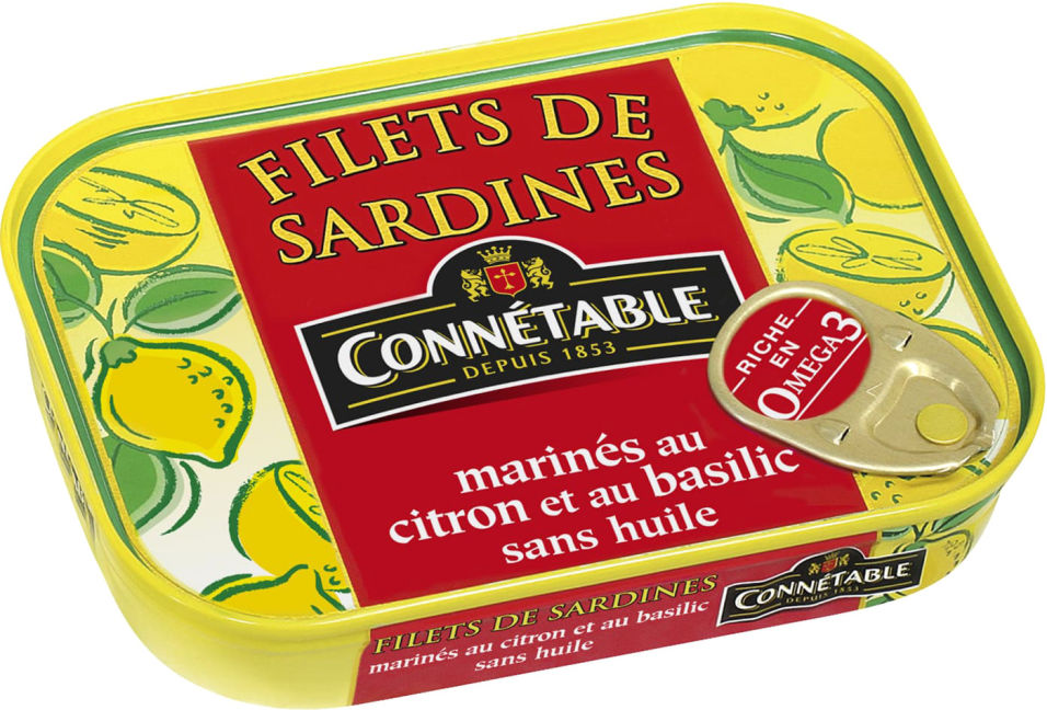 Филе сардин Connetable в маринаде с лимоном и базиликом 100г