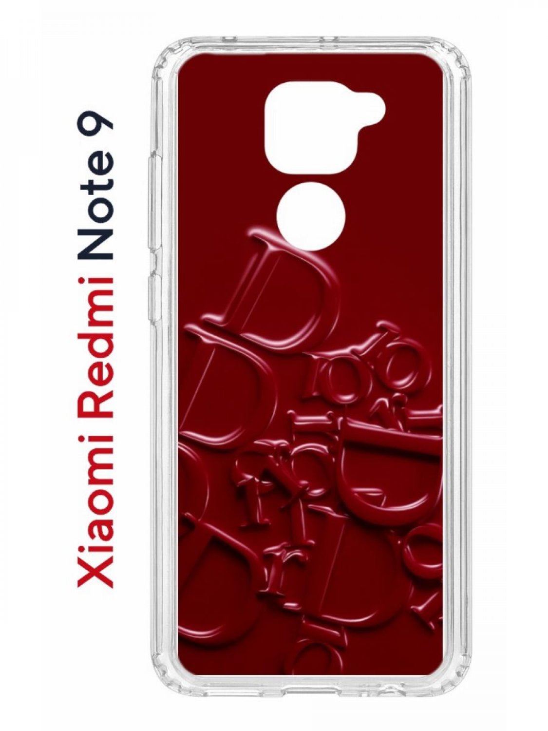 Чехол на Redmi Note 9 с принтом Kruche Print Dior,противоударный бампер,с защитой камеры