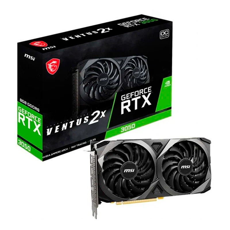 

Видеокарта MSI NVIDIA GeForce RTX 3050 VENTUS 2X OC, Серый;черный, GeForce RTX 3050 VENTUS 2X OC
