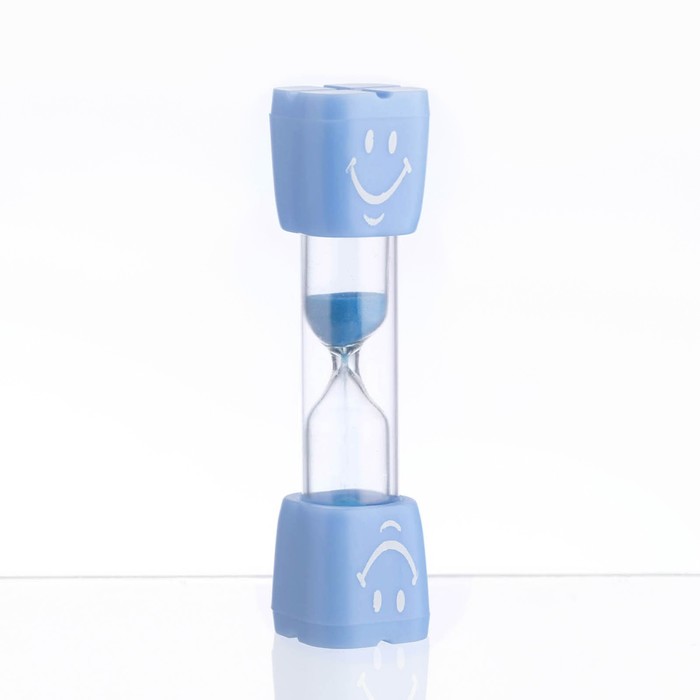 фото Песочные часы "смайл" на 3 минуты, 9 х 2.3 см, голубые nobrand