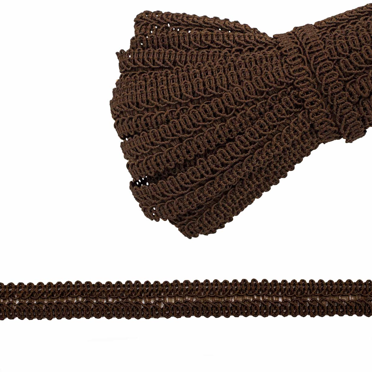 Тесьма вязаная отделочная Нудольская фабрика С860, 15 мм*10 м (коричневый)