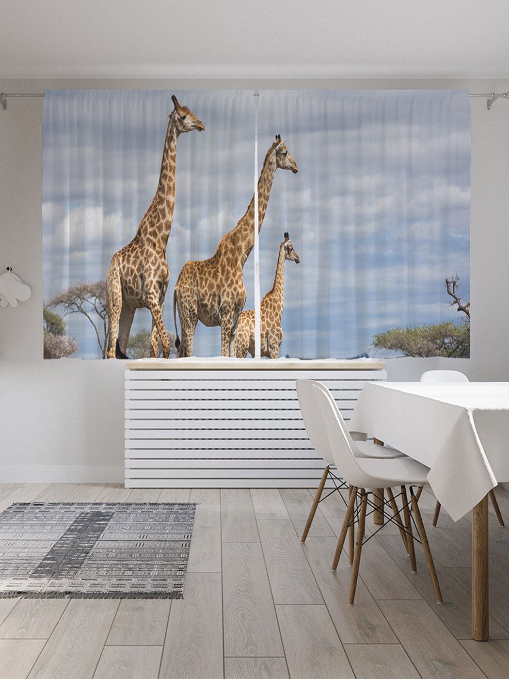 

Шторы JoyArty с фотопечатью "Жирафы наблюдают" из сатена, 290х180 см, Жирафы наблюдают