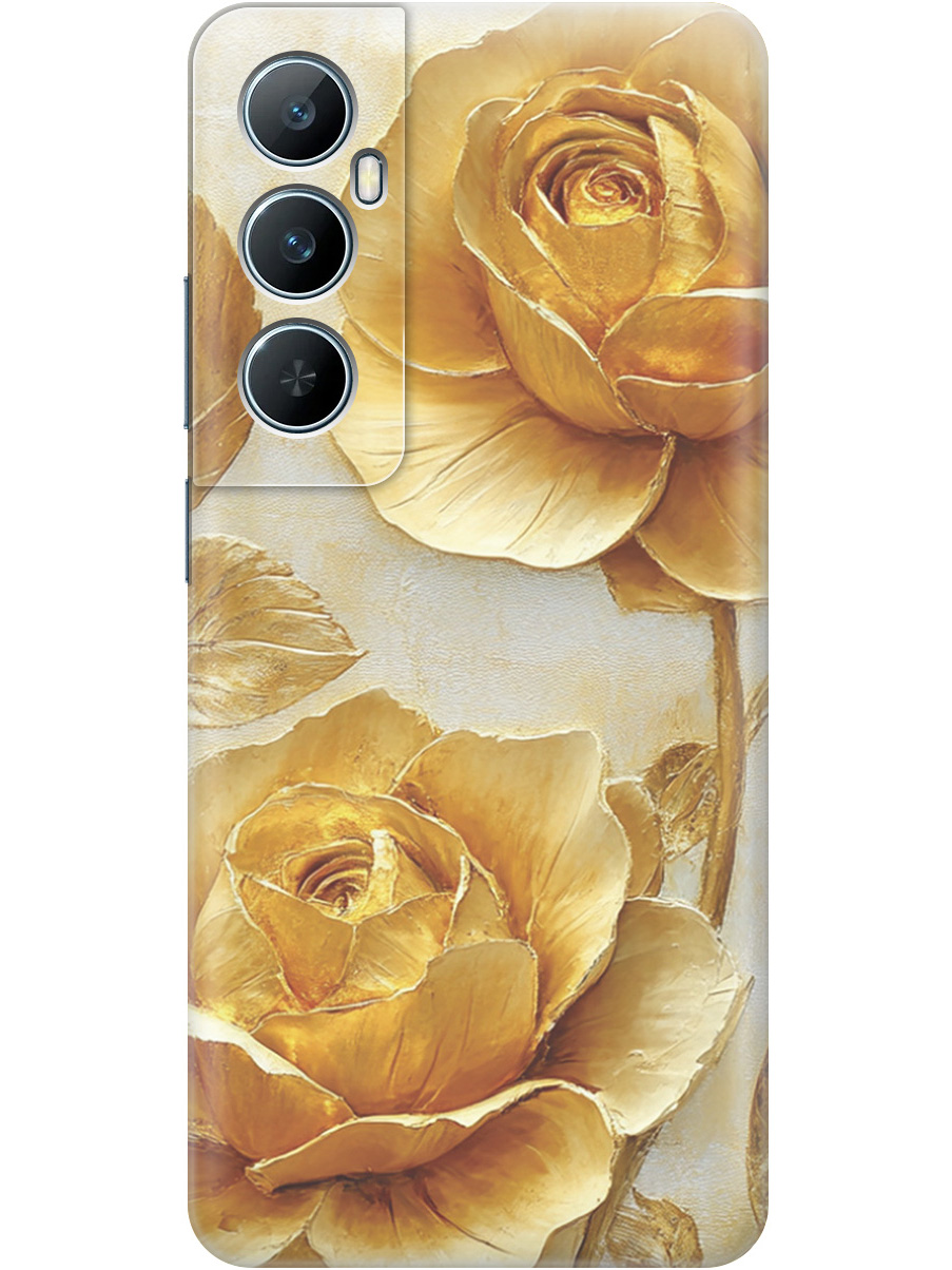 

Силиконовый чехол на Realme C65 с принтом "Золотые розы", Прозрачный;золотистый;белый, 783983823