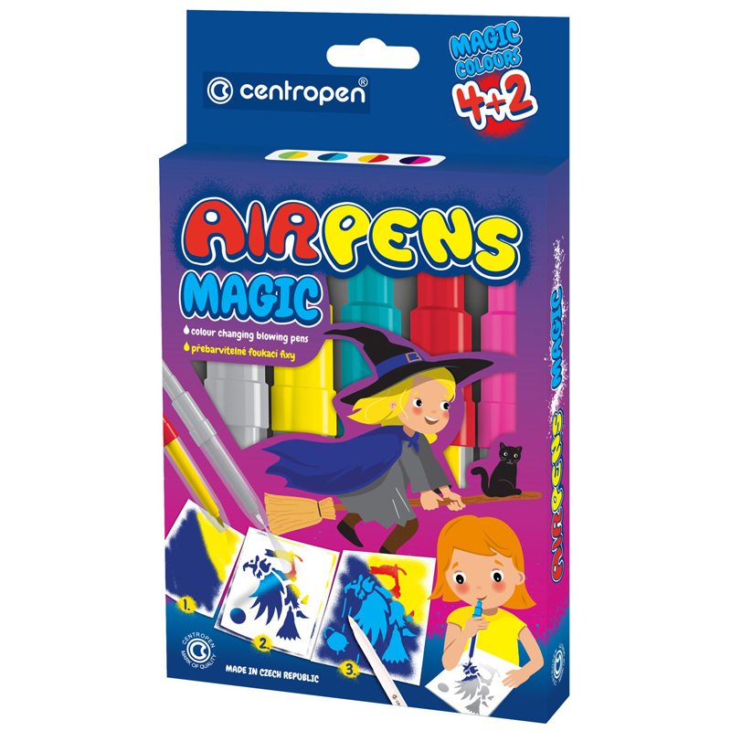 

Фломастеры воздушные Centropen AirPens Magic, 04цв.+2, картон. упаковка, европодвес