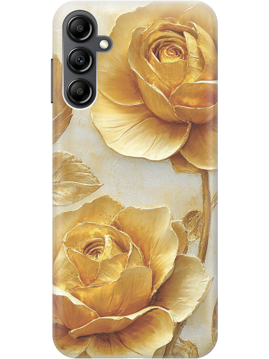 

Силиконовый чехол на Samsung Galaxy A14 с принтом "Золотые розы", Прозрачный;золотистый;белый, 768741423