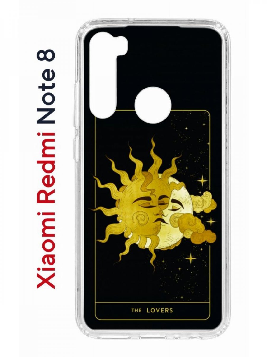 Чехол на Redmi Note 8 Kruche Print Tarot Lovers,противоударный бампер,с защитой камеры