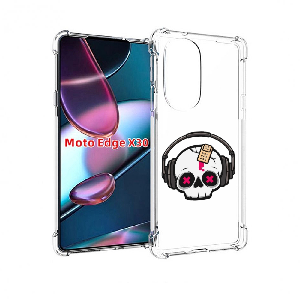 

Чехол MyPads черепок в наушниках для Motorola Moto Edge X30, Прозрачный, Tocco