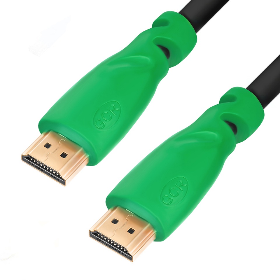 фото Gcr кабель 3.0м hdmi 2.0 зеленые коннекторы hdr 4:2:2 ultra hd