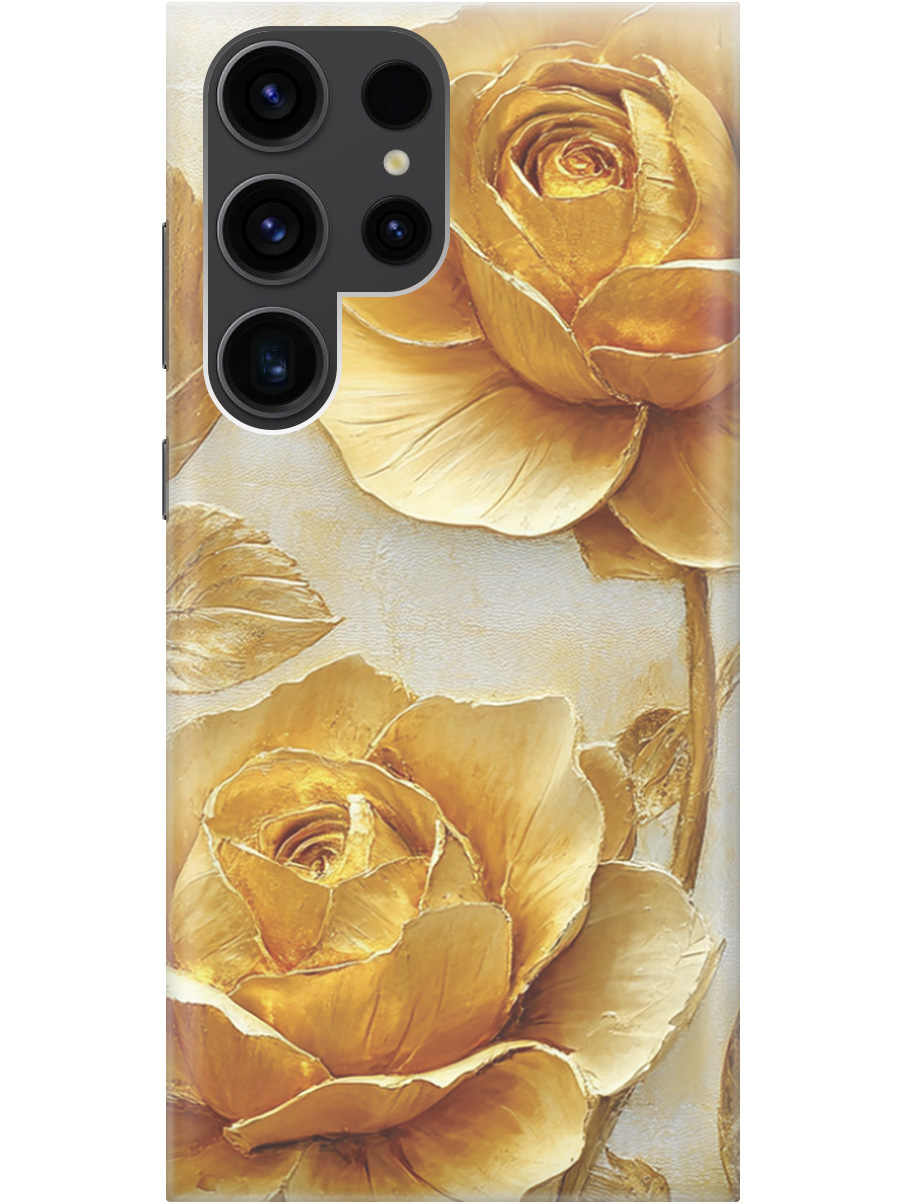 

Силиконовый чехол на Samsung Galaxy S23 Ultra с принтом "Золотые розы", Прозрачный;золотистый;белый, 767959423
