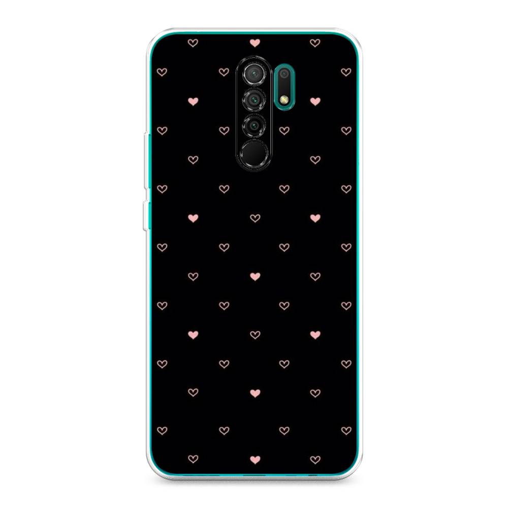 

Чехол Awog на Xiaomi Redmi 9 "Черный фон и сердечки", Разноцветный, 38350-3