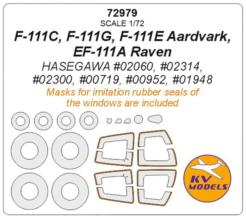 

72979KV F-111C F-111G F-111E Aardvark EF-111A Raven Hasegawa 02060 02314 02300 00719 00952, Цветной