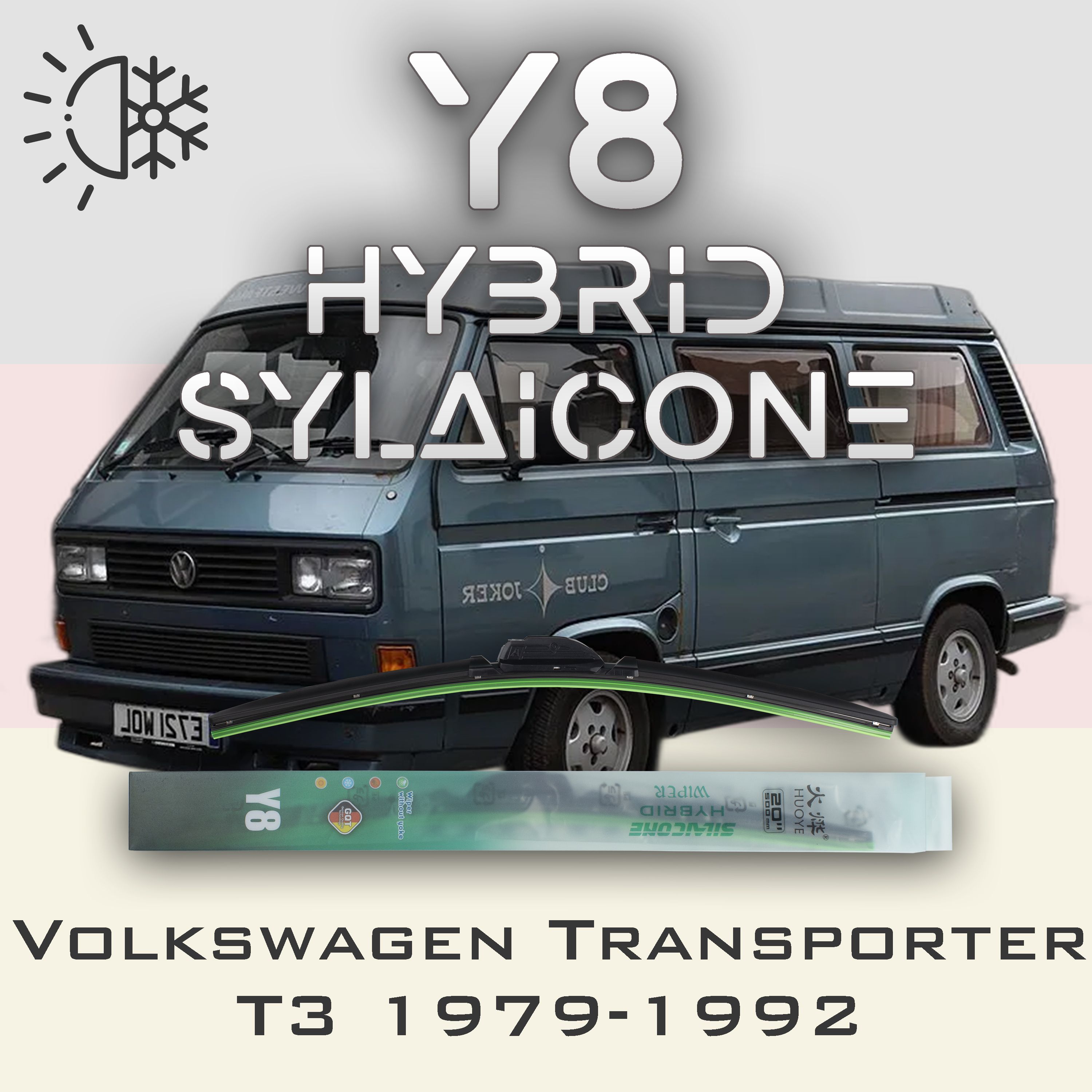 

Комплект щеток стеклоочистителя HUOYE Y8-Volkswagen Transporter T3 1979-1992, Y8
