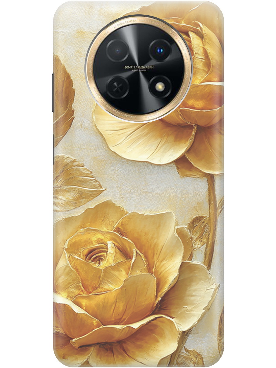 

Силиконовый чехол на Huawei nova Y91 с принтом "Золотые розы", Прозрачный;золотистый;белый, 772566923