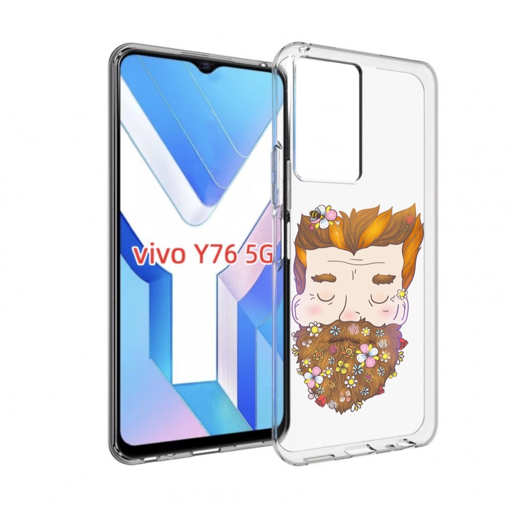 

Чехол MyPads мужчина с цветами в бороде для Vivo Y76 5G, Прозрачный, Tocco