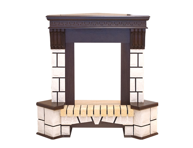 

Портал каминный угловой RealFlame Stone Corner AO, античный дуб, белый камень, 200153