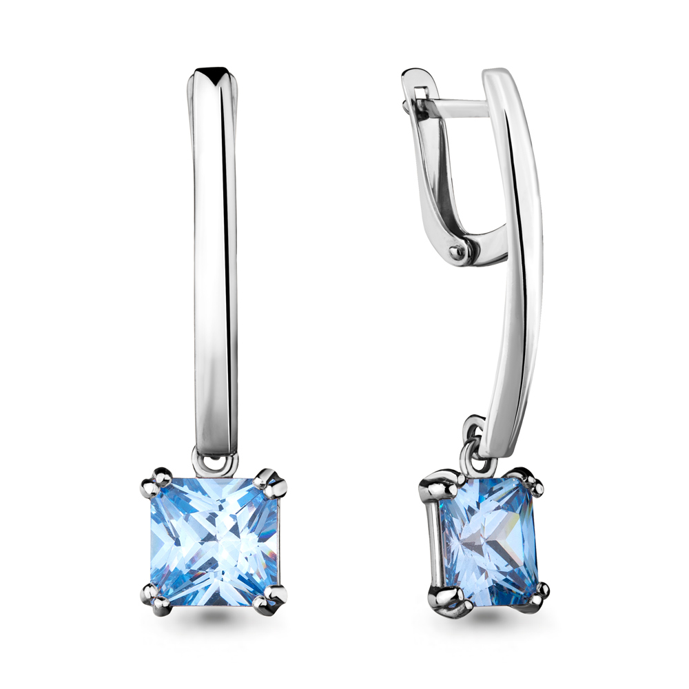 

Серьги из серебра с фианитом Aquamarine 46172Н_925_р, 46172Н_925_р
