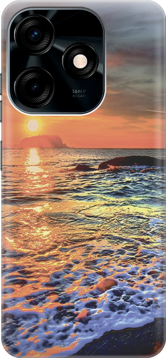 

Силиконовый чехол на Tecno Spark 10C с принтом "Закат на море", Белый;оранжевый, 159581