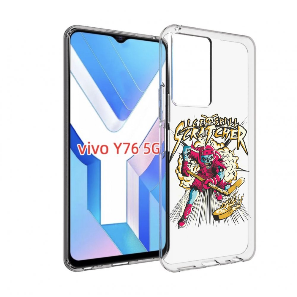 

Чехол MyPads нарисованный скелет хоккеист для Vivo Y76 5G, Прозрачный, Tocco